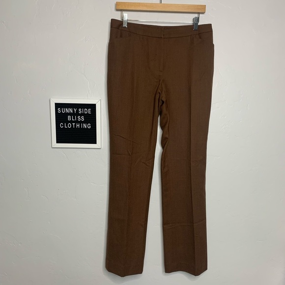Eccoci Dark Brown Wool Straight Leg Work Pants Size 8 - Picture 1 of 14